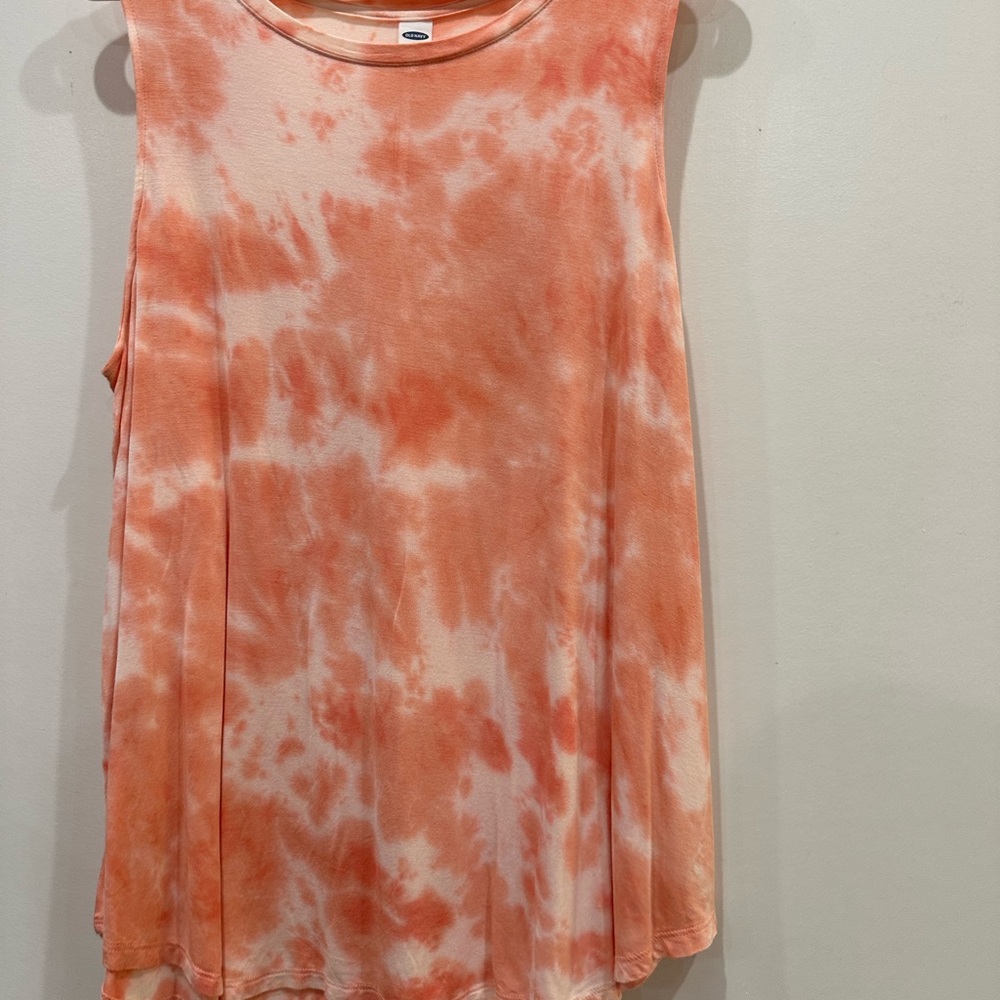 Old Navy Orange and White Tie-Dye Muscle Tee